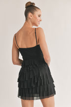Black Ruffle Layered Mini