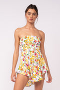 Floral Print Strapless Keyhole Mini