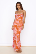 Orange Mesh CrissCross Midi