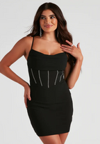 Black Rhinestone Corset Mini