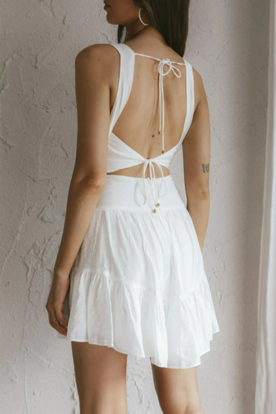 White Sleeveless Open Back Mini