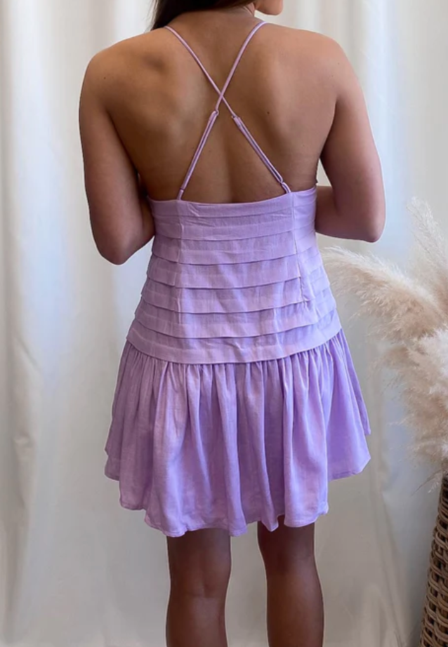 Lavender Sweetheart Drop Waist Mini