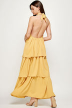 Yellow Layered Open Back Maxi