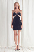 Black Velvet Cut-Out With Rhinestones Mini