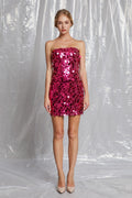 Pink Strapless Large Sequin Mini