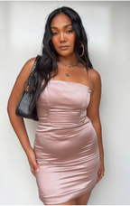Mauve Strapless Satin Mini