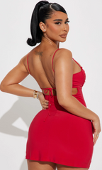 Red Lace Trim Bodycon Mini