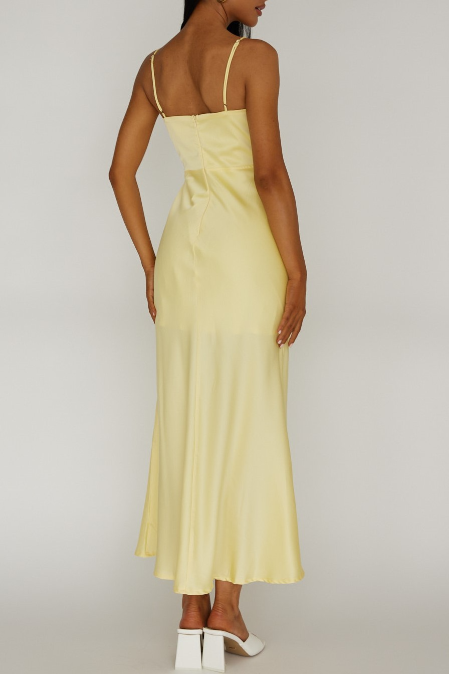 Yellow Flower Embroidered Midi