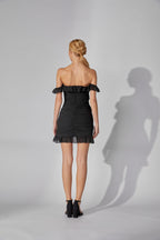 Black Ruffle Off the Shoulder Mini