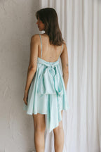 Mint Ruched Bust Satin Mini