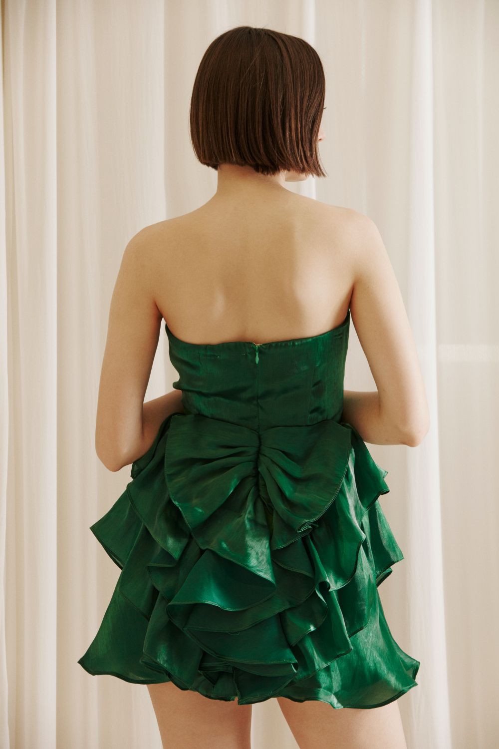 Emerald Chiffon Ruffle Mini