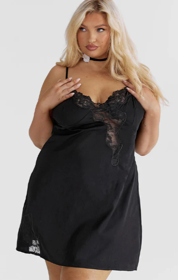 Black Satin Lace Mini