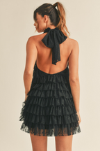 Black Ruffle Tiered Lace Mini