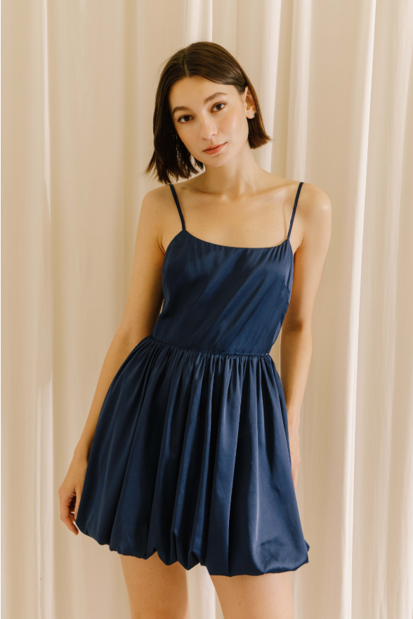 Navy Sheen Bubble Mini