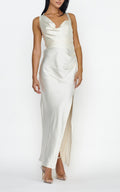 Ivory Asymmetrical Cowl Neck Maxi