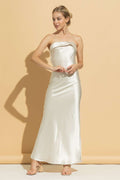 Ivory Strapless Satin Maxi