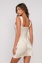 White Polka Dot Black Lace Slip Mini