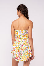 Floral Print Strapless Keyhole Mini