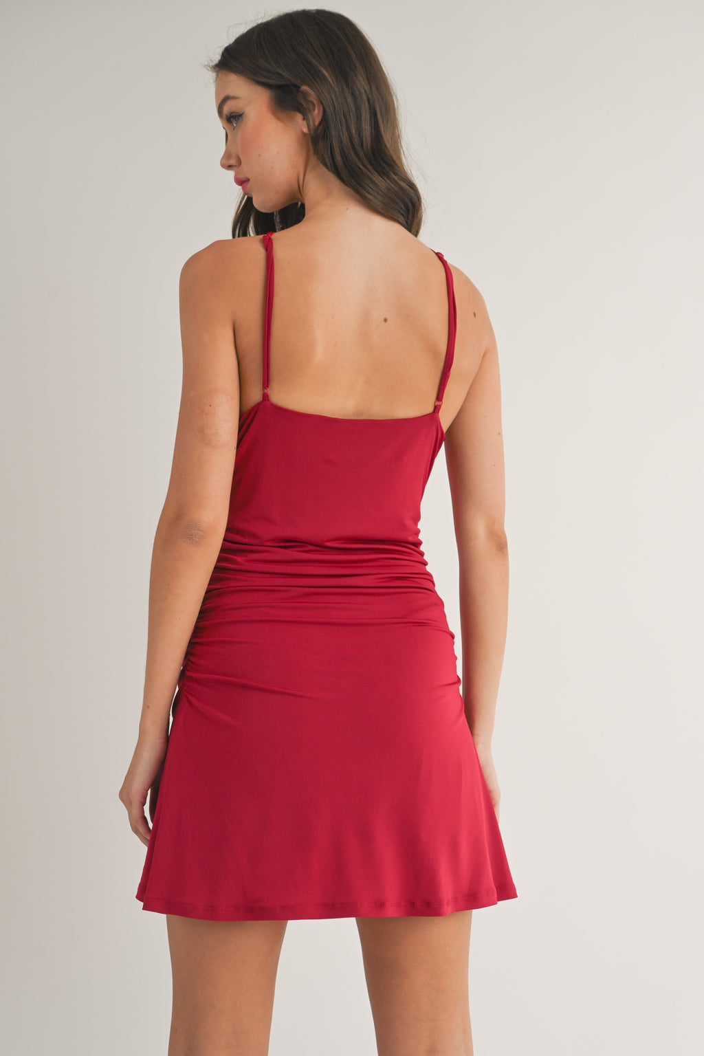 Red High Neck Rose Detail Mini