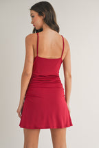 Red High Neck Rose Detail Mini