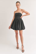 Black Bubble Lace-Up Back Mini