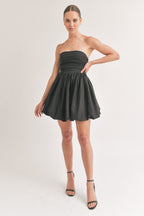 Black Bubble Lace-Up Back Mini