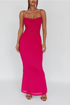 Fuchsia Cinched Lace Up Maxi