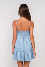 Light Blue Babydoll Satin Mini