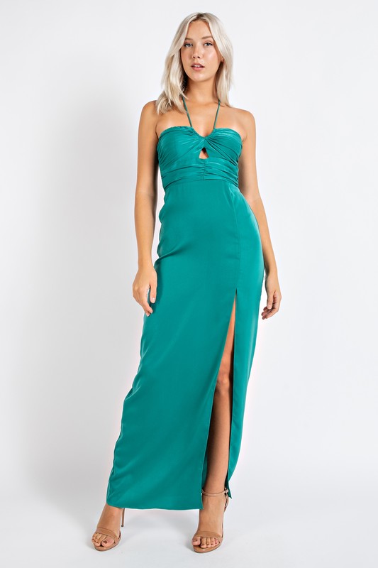 Emerald Green Halter Tie Maxi