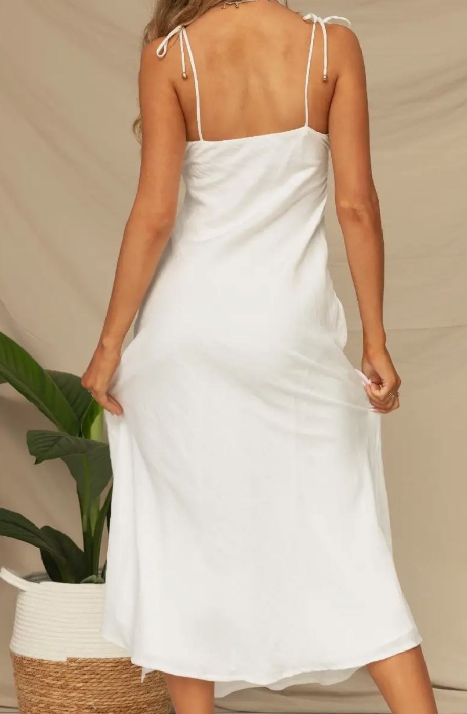 White Bustier High Slit Maxi