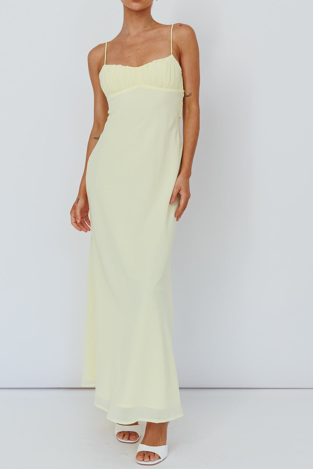 Pale Yellow Bustier Maxi