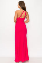 Pink One Shoulder Corset Maxi