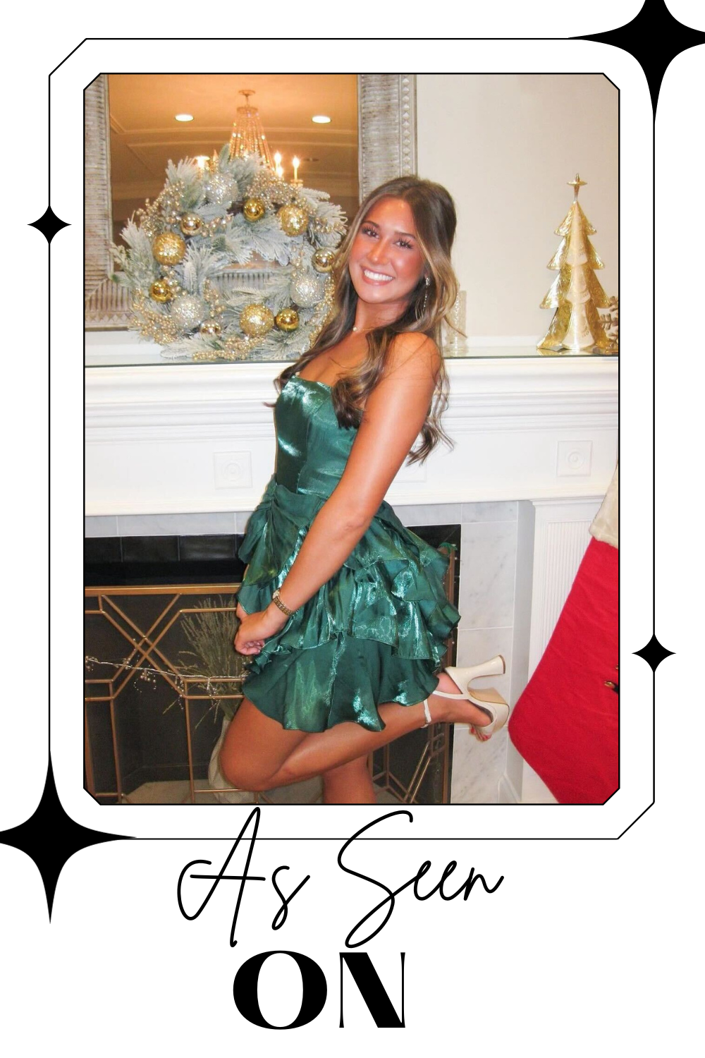 Emerald Chiffon Ruffle Mini