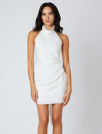White Satin High Neck Mini
