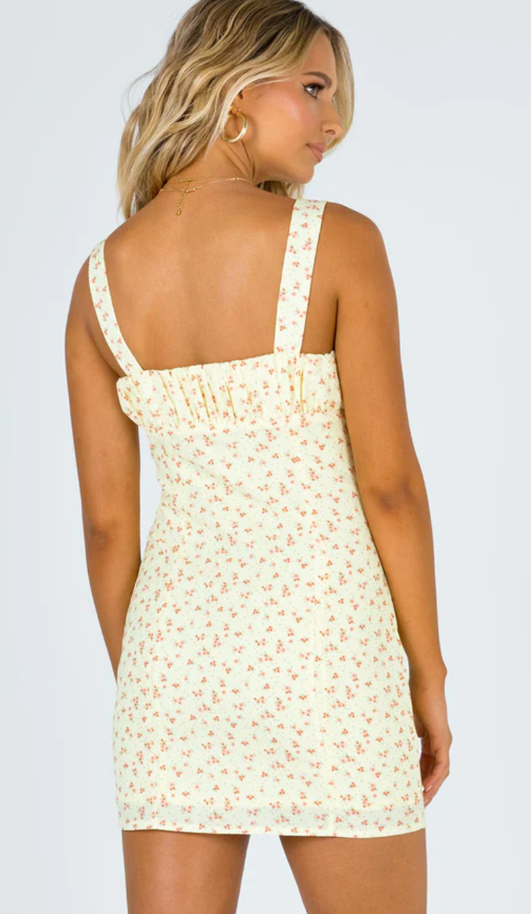 Yellow With Red Floral Detail Mini