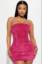 Pink Strapless Sequin Bodycon Mini