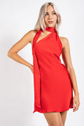 Red Scarf Satin Mini