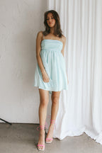 Mint Ruched Bust Satin Mini