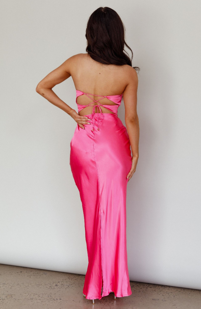 Hot Pink Cut-Out Twist Front Maxi