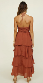 Brown Tiered Maxi