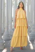 Yellow Layered Open Back Maxi