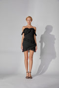 Black Ruffle Off the Shoulder Mini