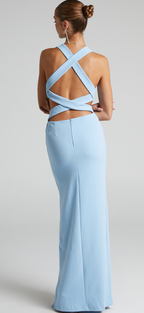 Light Blue High Slit Cut Out Maxi