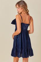 Navy Iridescent Bow Detail Mini