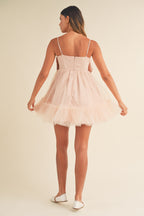 Blush Bow Tulle Babydoll Mini