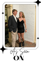 Black Sequin Cowl Neck Open Back Mini