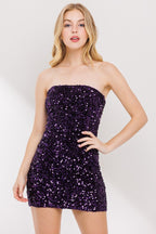 Purple Sequin Tube Bodycon