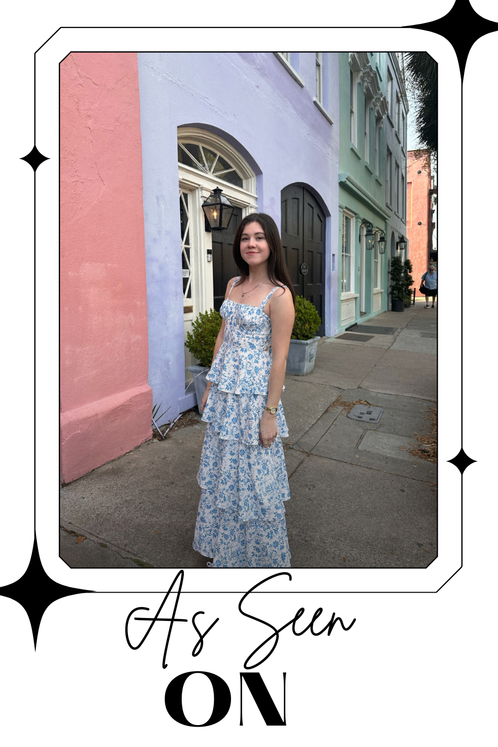 Blue Floral Tiered Skirt Maxi
