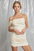 Ivory Off the Shoulder Sequin Mini