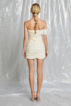 Ivory Off the Shoulder Sequin Mini